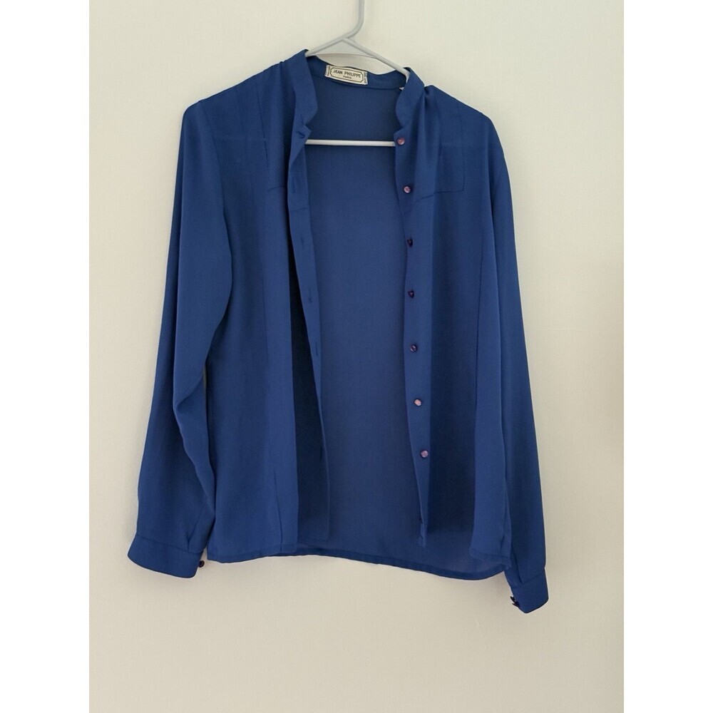 Jean Philippe Paris VINTAGE Shirt Size 40 Blue Long Sleeves classic preppy